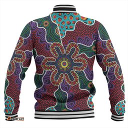 Australia Aboriginal Baseball Jacket - Aboriginal Dot Art Color Inspired Baseball Jacket