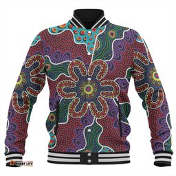 Australia Aboriginal Baseball Jacket - Aboriginal Dot Art Color Inspired Baseball Jacket