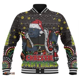Penrith Panthers Christmas Custom Baseball Jacket - Christmas Knit Patterns Vintage Jersey Ugly Baseball Jacket