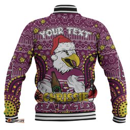 Manly Warringah Sea Eagles Christmas Custom Baseball Jacket - Christmas Knit Patterns Vintage Jersey Ugly Baseball Jacket