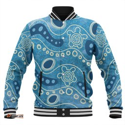 Australia Aboriginal Baseball Jacket - River With Aboriginal Dot Art Inspired Baseball Jacket