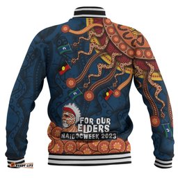 Australia Naidoc Week Custom Baseball Jacket - For Our Elders Naidoc Week Snake Aboriginal Painting With Flag (Blue)