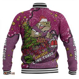 Queensland Cane Toads Christmas Custom Baseball Jacket - Let's Get Lit Chrisse Pressie Baseball Jacket