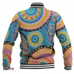 Australia Aboriginal Baseball Jacket - Dots Art And Colorful Pattern Baseball Jacket