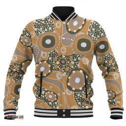 Australia Aboriginal Baseball Jacket - Orange Aboriginal Dot Art Inspired Baseball Jacket
