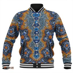 Australia Aboriginal Baseball Jacket - Aboriginal Flowers Art Baseball Jacket