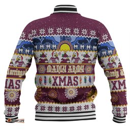 Manly Warringah Sea Eagles Christmas Aboriginal Custom Baseball Jacket - Indigenous Knitted Ugly Xmas Style Baseball Jacket