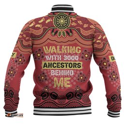 Australia Aboriginal Baseball Jacket - Walking with 3000 Ancestors Behind Me Red and Gold Patterns Baseball Jacket