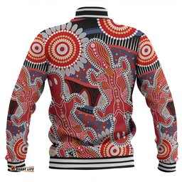 Australia Platypus Aboriginal Baseball Jacket - Red Platypus With Aboriginal Art Dot Painting Patterns Inspired Baseball Jacket
