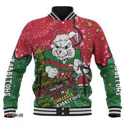 South Sydney Rabbitohs Custom Baseball Jacket - Let's Get Lit Chrisse Pressie Baseball Jacket