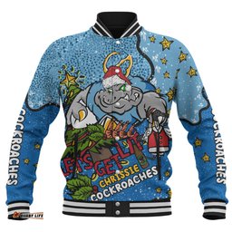 New South Wales Cockroaches Christmas Custom Baseball Jacket - Let's Get Lit Chrisse Pressie Baseball Jacket