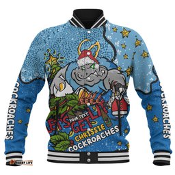 New South Wales Cockroaches Christmas Custom Baseball Jacket - Let's Get Lit Chrisse Pressie Baseball Jacket