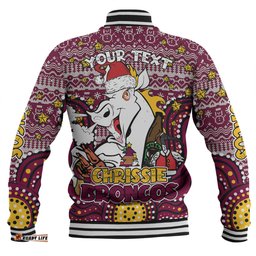 Brisbane Broncos Christmas Custom Baseball Jacket - Christmas Knit Patterns Vintage Jersey Ugly Baseball Jacket