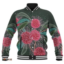 Australia Aboriginal Baseball Jacket - Australian Hakea Flowers Painting In Aboriginal Style Baseball Jacket