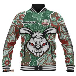 South Sydney Rabbitohs Grand Final Custom Baseball Jacket - Custom Rabbitohs With Contemporary Style Of Aboriginal Painting Baseball Jacket