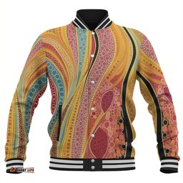 Australia Aboriginal Baseball Jacket - Indigenous Aboriginal Art Dot Color Baseball Jacket