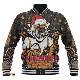 Wests Tigers Christmas Custom Baseball Jacket - Christmas Knit Patterns Vintage Jersey Ugly Baseball Jacket