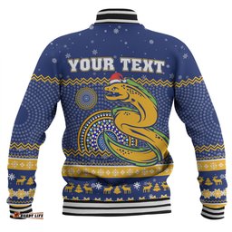 Parramatta Eels Christmas Custom Baseball Jacket - Ugly Xmas And Aboriginal Patterns For Die Hard Fan Baseball Jacket