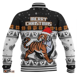 Wests Tigers Christmas Custom Baseball Jacket - Special Ugly Christmas Baseball Jacket