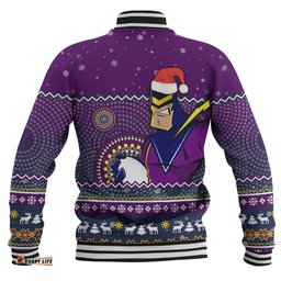 Melbourne Storm Christmas Custom Baseball Jacket - Ugly Xmas And Aboriginal Patterns For Die Hard Fan Baseball Jacket