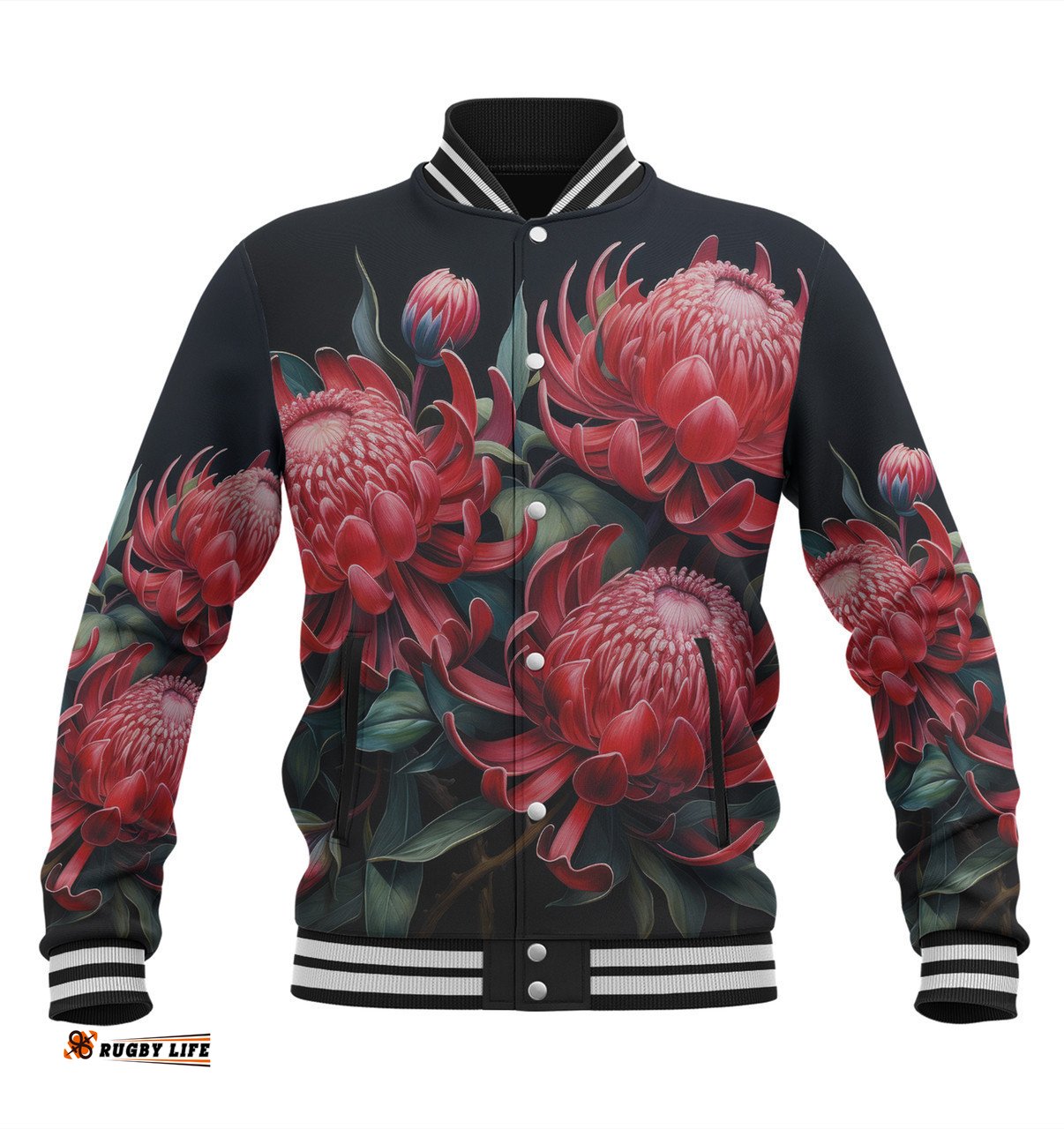 Australia Waratah Baseball Jacket - Red Waratah Flowers Fine Art Ver2 Baseball Jacket