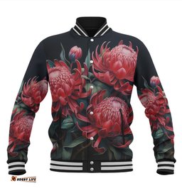 Australia Waratah Baseball Jacket - Red Waratah Flowers Fine Art Ver2 Baseball Jacket