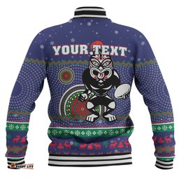 New Zealand Warriors Christmas Custom Baseball Jacket - Ugly Xmas And Aboriginal Patterns For Die Hard Fan Baseball Jacket