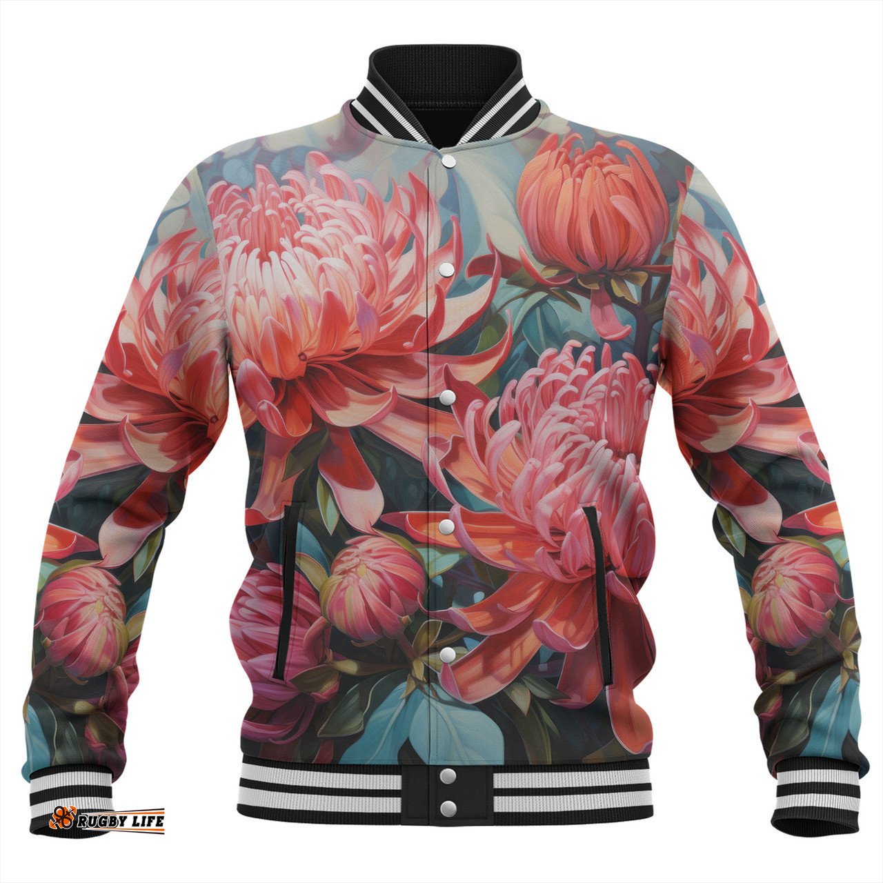 Australia Waratah Baseball Jacket - Waratah Oil Painting Abstract Ver5 Baseball Jacket