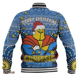 Gold Coast Titans Christmas Custom Baseball Jacket - Christmas Knit Patterns Vintage Jersey Ugly Baseball Jacket