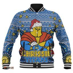 Gold Coast Titans Christmas Custom Baseball Jacket - Christmas Knit Patterns Vintage Jersey Ugly Baseball Jacket