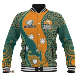 Australia Wallabies Custom Baseball Jacket - Custom Proud And Honoured Indigenous Aboriginal Inspired Gold Jersey Baseball Jacket