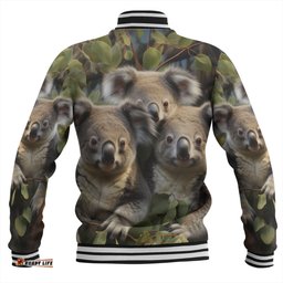 Australia Koala Baseball Jacket - Three Koalas with Gum Trees Ver1 Baseball Jacket