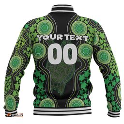 Australia Baseball Jacket - Aboriginal Art Green Turtle Inspired