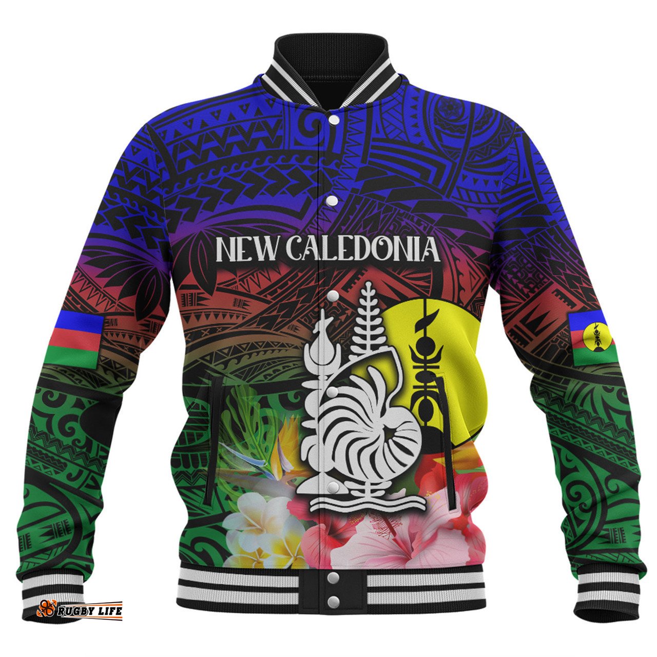 Amazing Aussie Australia South Sea Islanders I'm New Caledonian In Polynesian Style With Tropical Hibiscus Flowers Baseball Jacket