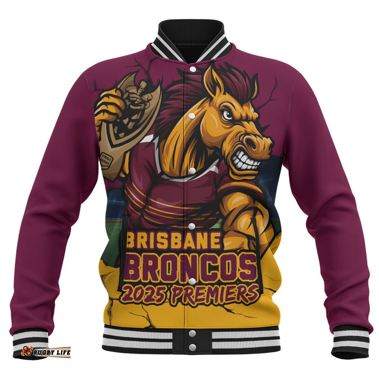 Amazing Aussie Brisbane Broncos Unleash Power In The Ultimate Battle Baseball Jacket