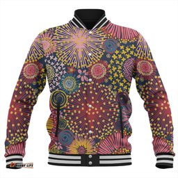 Australia Blooming Bright Flowers Baseball Jacket - Blooming Bright Flowers Meadow Seamless Art Inspired Baseball Jacket