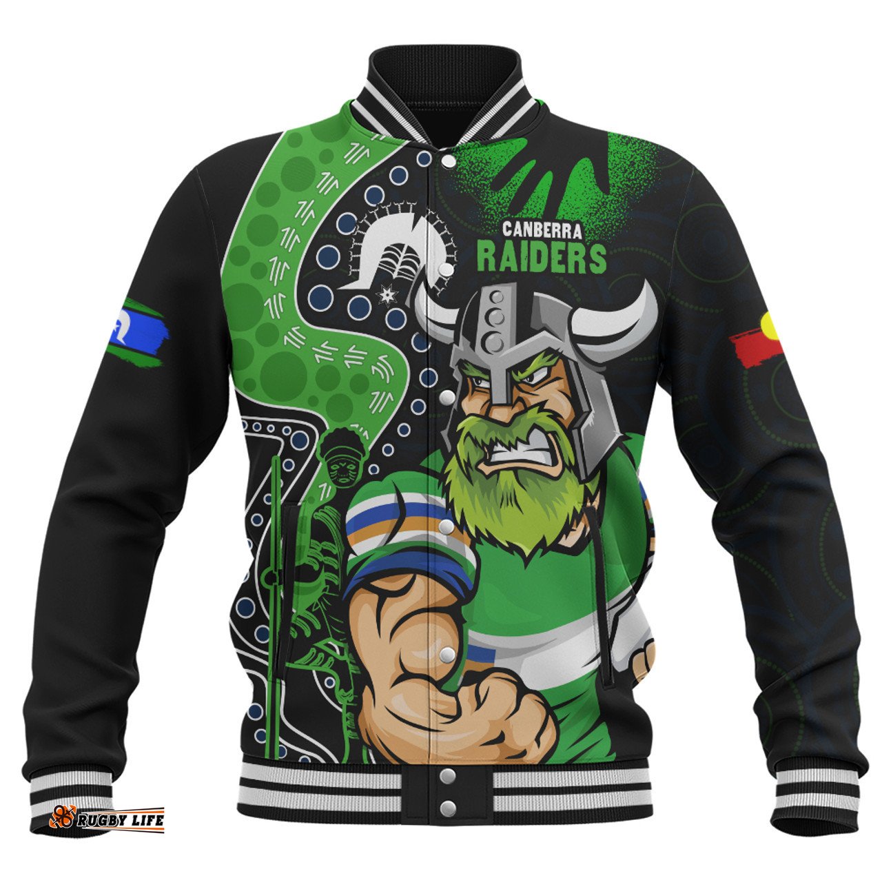 Amazing Aussie Canberra Raiders NAIDOC Indigenous Warrior Spirit Baseball Jacket