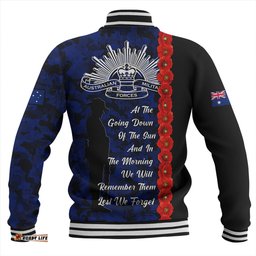 Amazing Aussie Australia Poppy Line Anzac Memorial Blue Baseball Jacket
