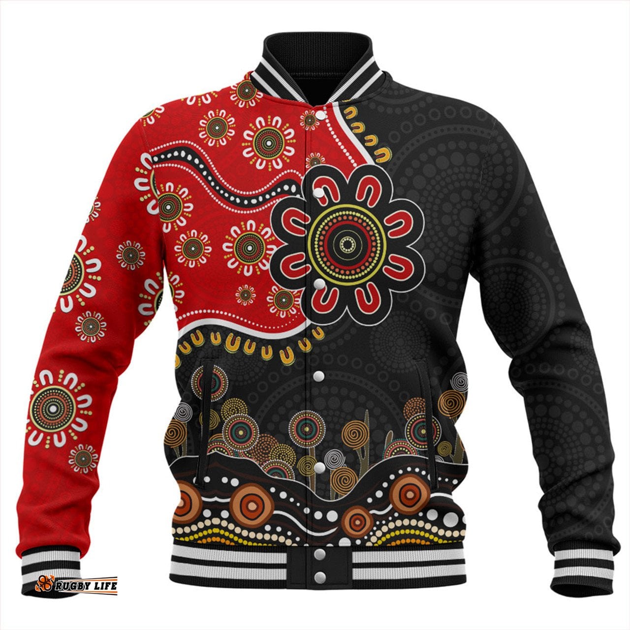 Amazing Aussie Australia Aboriginal Dot Art In My Heart Baseball Jacket