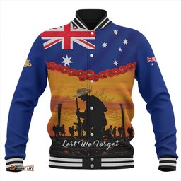 Amazing Aussie Australia Anzac Day Lest We Forget Honoring The Anzac Spirit Orange Baseball Jacket