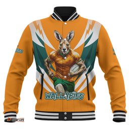 Amazing Aussie Australia Wallabies Championship Sport Style Gold Baseball Jacket