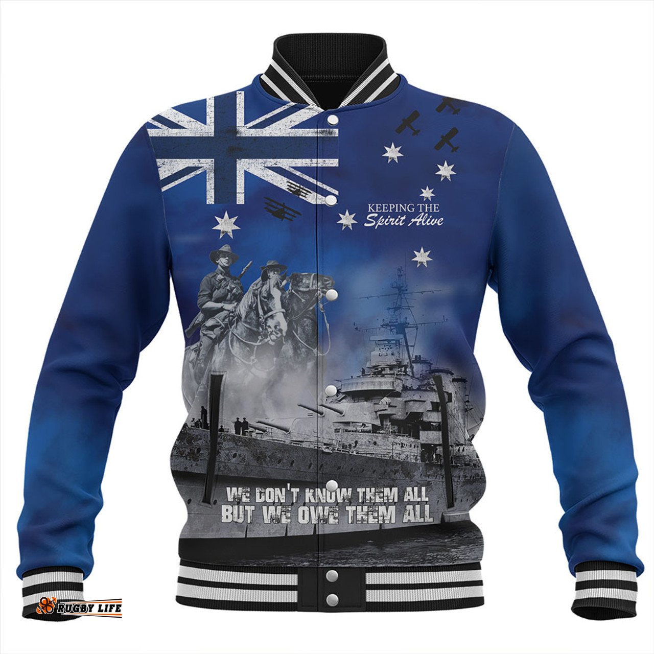 Amazing Aussie Australia Remember All The Battles Fought Blue Baseball Jacket