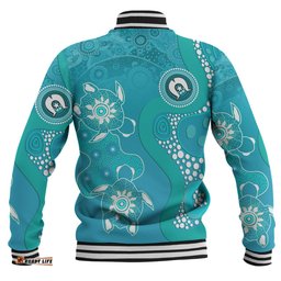 Amazing Aussie Australia Turtles Aboriginal Indigenous Dot Turtles In The Ocean (Turquoise) Baseball Jacket
