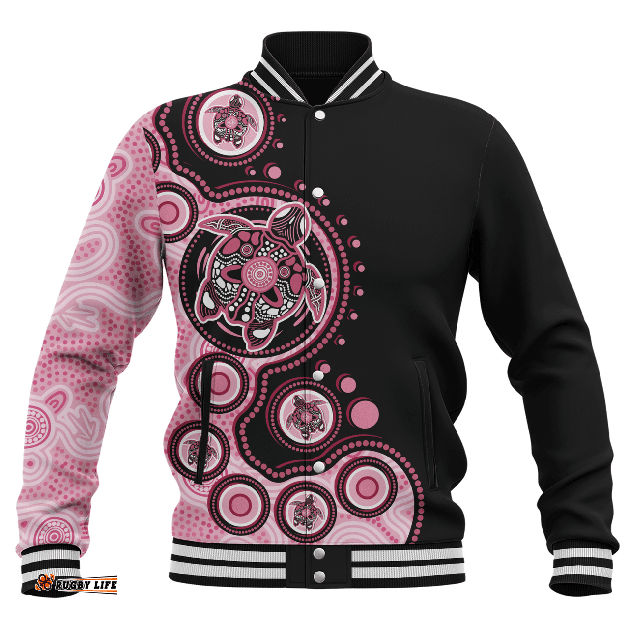 Amazing Aussie Australia Indigenous Turtle Aboriginal Dot Art Pink Baseball Jacket
