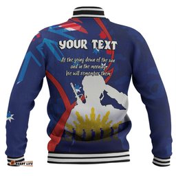 Amazing Aussie Australia Anzac Day Custom Lest We Forget With Blue Camouflage Pattern Baseball Jacket