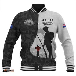 Amazing Aussie Australia Anzac Day Lest We Forget Black Grunge Style Baseball Jacket