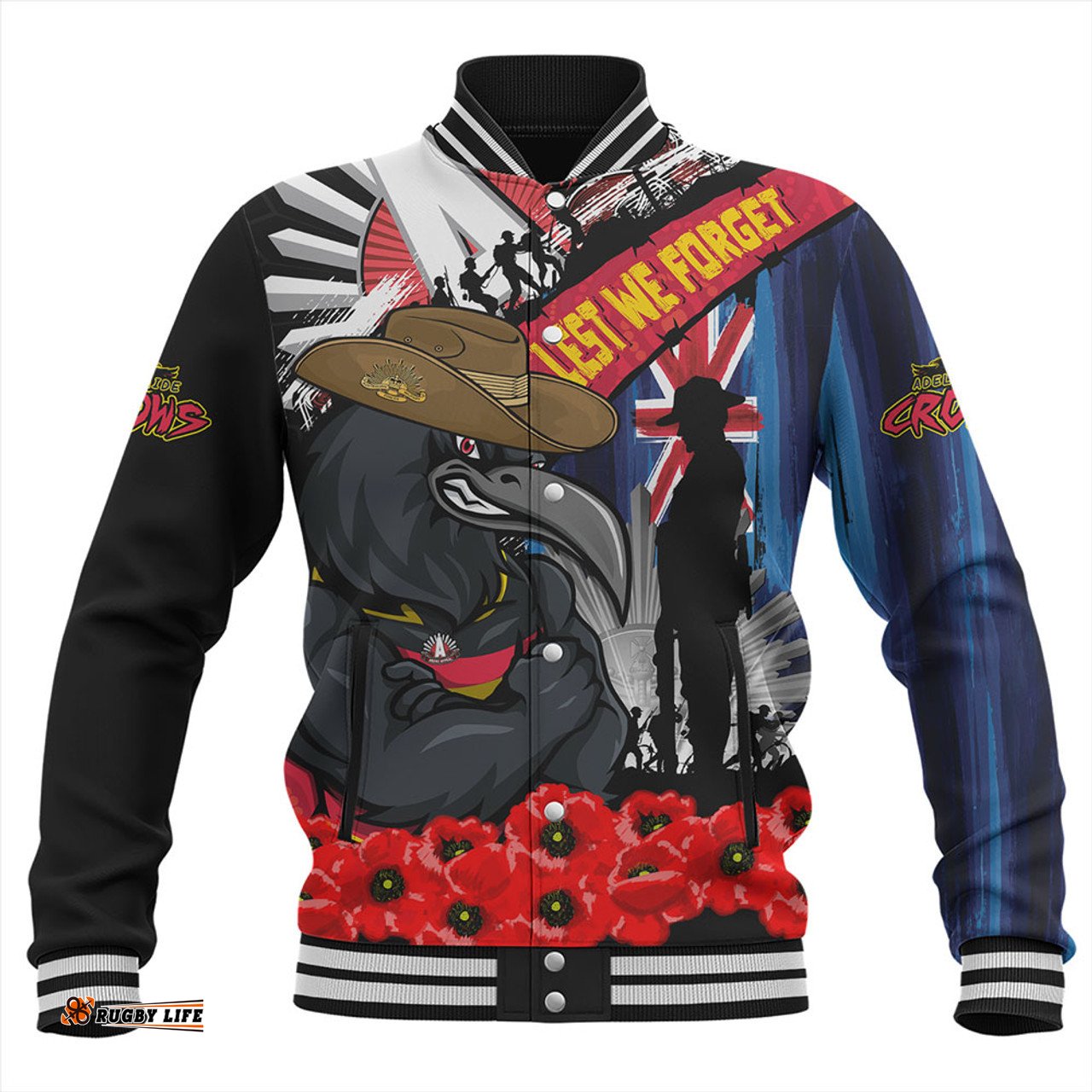 Amazing Aussie Adelaide Crows Anzac Day Honor United In Spirit Baseball Jacket