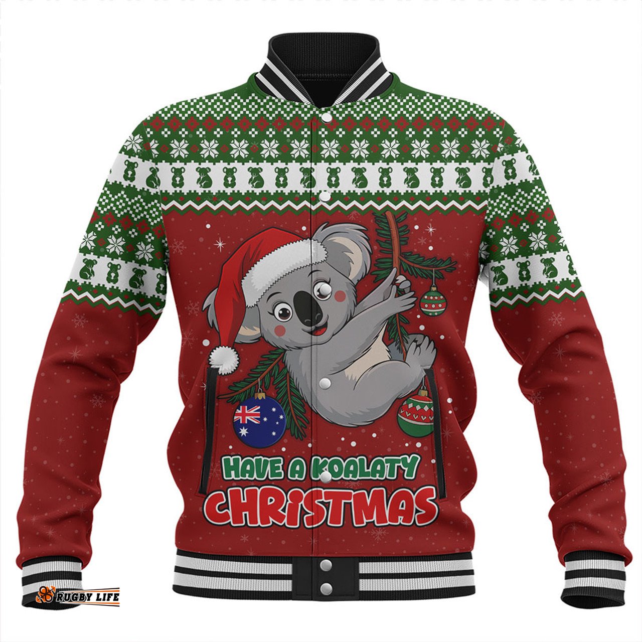 Amazing Aussie Australia Have A Koalaty Christmas Baseball Jacket
