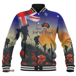 Amazing Aussie Australia Custom Anzac Day Soldiers With Australia Flag Baseball Jacket