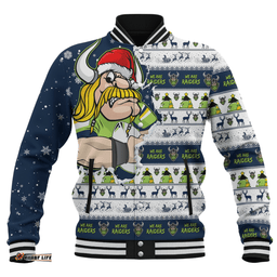 Amazing Aussie Canberra Raiders Merry Ugly Christmas Our Beloved Team Scratch Style Baseball Jacket